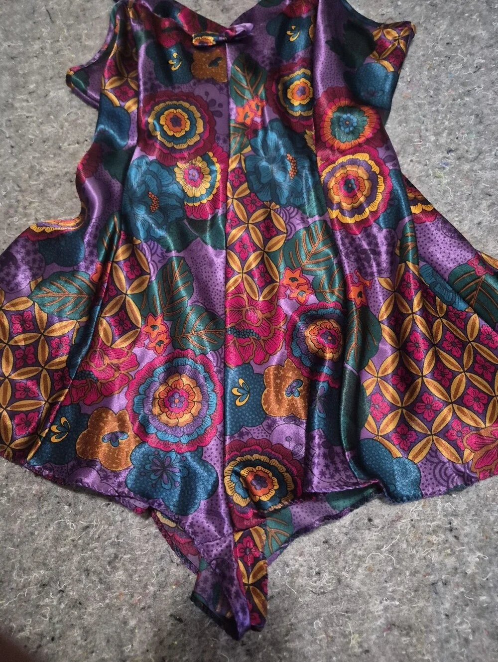 VTG 90s California Dynasty Padded Robe Romper Teddy Set Floral PS S